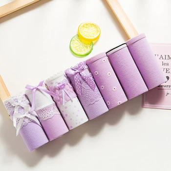 

OLN 7pcs/lot Cotton Panties for Women lace Underwear Thong G-String Soft Briefs Seamless Underpants Sexy Lingerie Panty