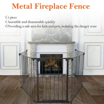 

DIY Pet Fences Metal Fireplace Fence Dog Fire Gate Baby Safety Gate Dog Safety Fence for Pets and Baby 5 PCS Dog Fences
