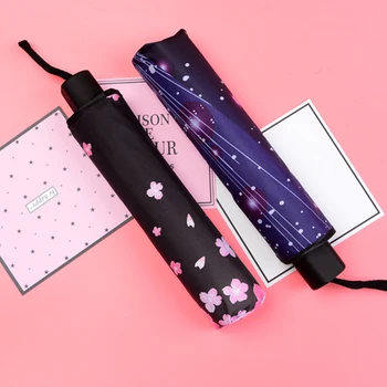 

Double Layer Prevent UV Three Fold Floral Print Folding Reverse Umbrella Windproof Rain Umbrellas
