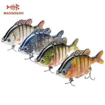 

Bassdash SwimPanfish Multi Jointed Panfish Bluegill Swimbaits Topwater Hard Bass Fishing Crank Lure 24g/8.8cm, 4 Colors