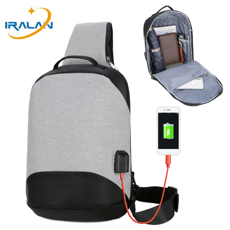 

New USB Charging Nylon Chest Bag For Apple ipad Air 2 Pro 9.7 inch 2017 2018 Tablet For Lenovo Tab Teens Boys Men Crossbody Bags