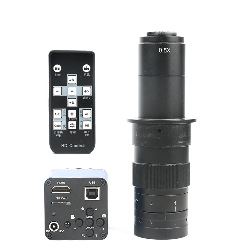 

Storage Picture Video Recorder 16MP 1080 HD HDMI Digital Industrial Video Microscope Camera Set 100X 180X 300X C-Mount Lens