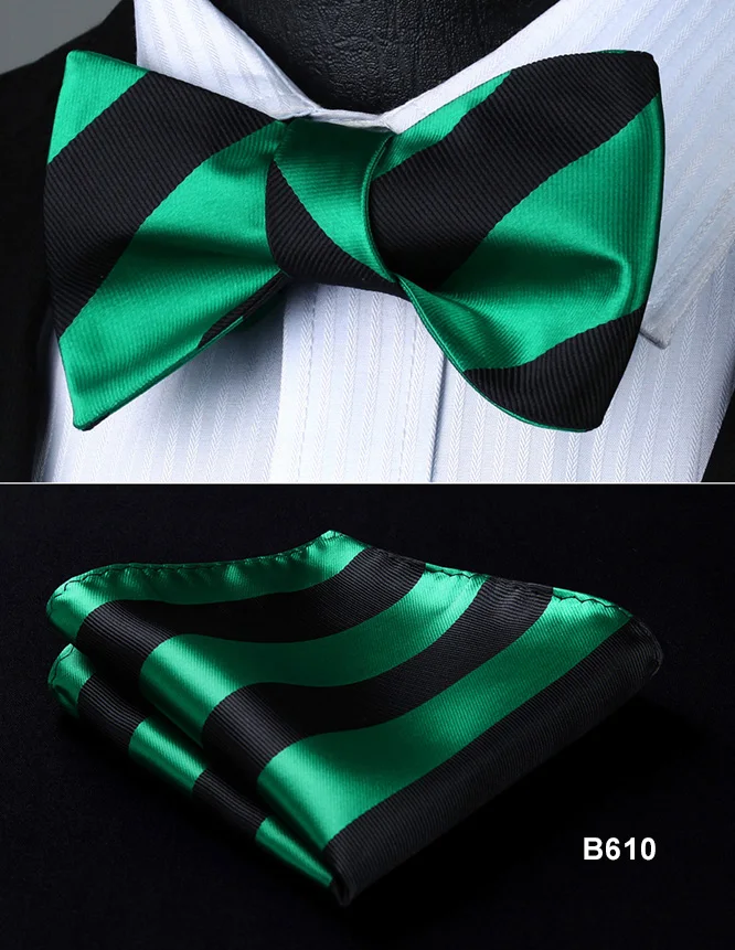 Полосатый Шелковый жаккардовый тканый мужской галстук-бабочка Карманный платок носовой платок костюм набор# B6