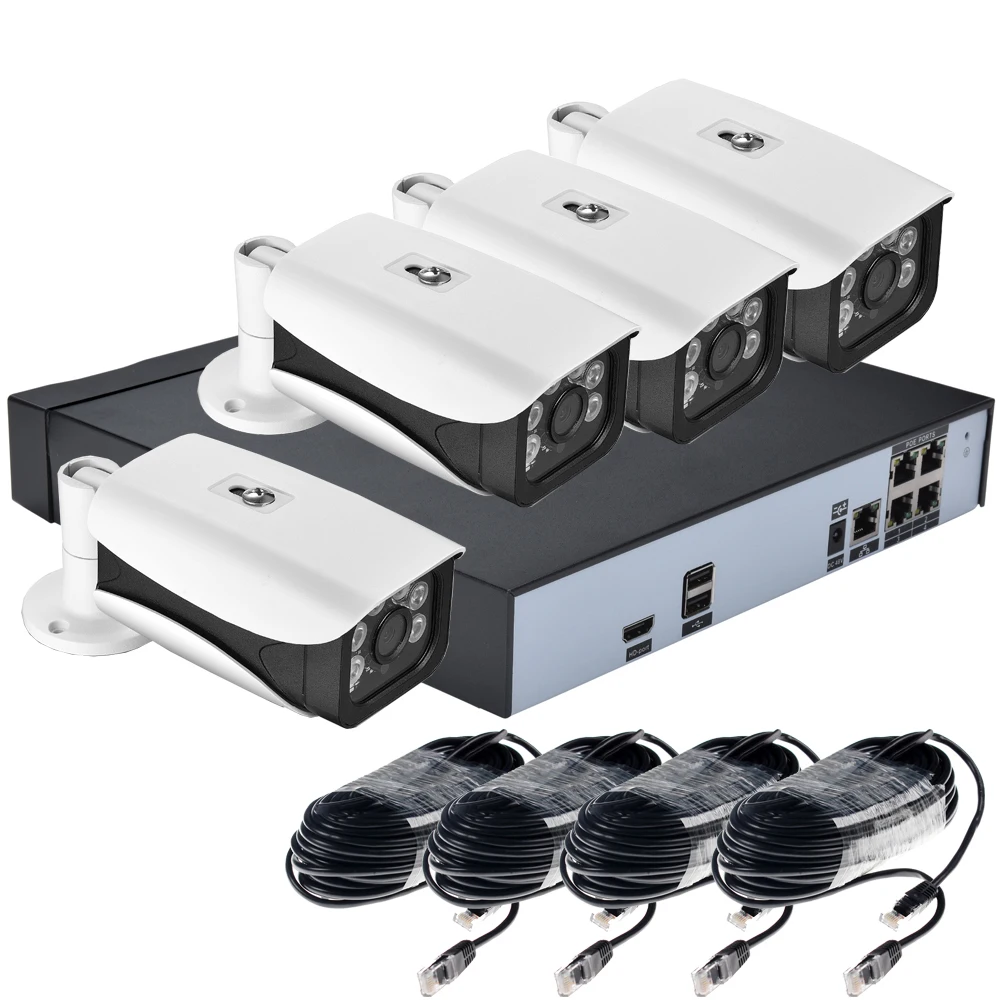 Meilleur Hamrolte CCTV Système H.265 4CH POE NVR 3MP Extérieure POE Caméra POE NVR Kit HDMI Sortie Vidéo Téléphone Intelligent À Distance de Détection de Mouvement