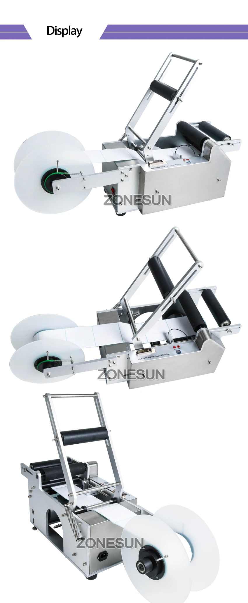 ZONESUN Полуавтоматическая круглая машина для маркировки бутылок LT-50 автоматическая бутылка для воды Этикетировочная машина Китай производитель