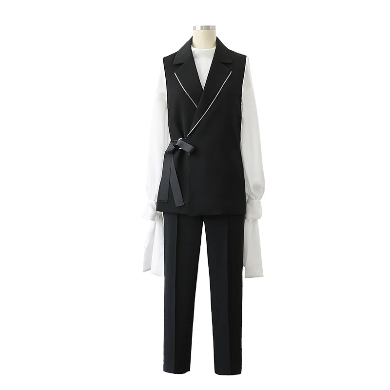 

new arrival fashion temperament comfortable loose sexy basic jacket vintage pant wild trend work style solid outdoor women sets