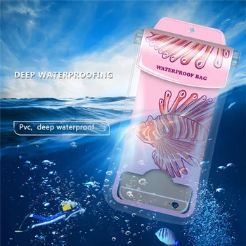 

Cartoon Phone Waterproof Swimming Pouch Convenience PVC Transparent Practical Underwater Seal Snowproof Touch Bag 6.44 inch
