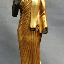 USPS в США S1386 2" Тибет Бронзовый Свинка Храм Стоял Robe Шакьямуни Будда шакьямуни Статуя