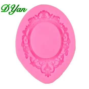 

New European-Style Lace Photo Frame Fondant Cake Silicone Mold DIY Retro Mirror Cake Baking Decorative Mold A1700