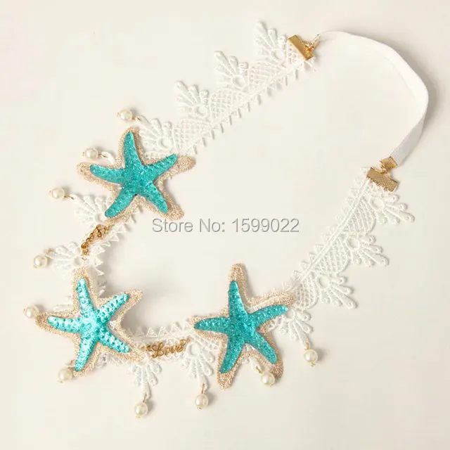 DFFH1007 (5) starfish hair accessories lace headband headpiece crown halo wreath garland hairbands