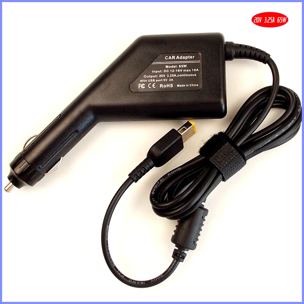 20V 3.25A ноутбук автомобильный DC адаптер зарядное устройство + USB для Lenovo Thinkpad ADP 65XB A