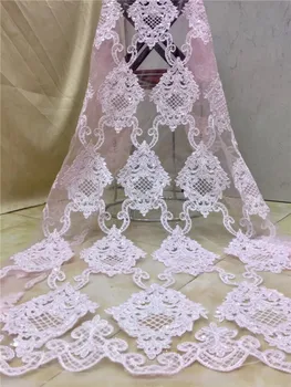 

HOT French Nigerian sequins net lace,African tulle mesh lace fabric high quality for party wedding dress 5yards/lot pink
