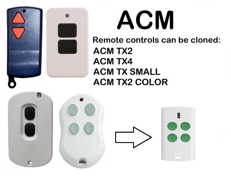 

For ACM TX2, ACM TX4, ACM TX SMALL, ACM TX2 COLOR Garage Door opener