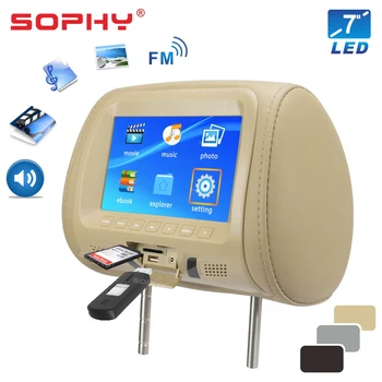 

New 7 inch Car Headrest Monitor TFT-LED Screen Pillow Monitor with AV USB SD MP5 FM Speaker Beige/Gray/Black SH7048-MP5