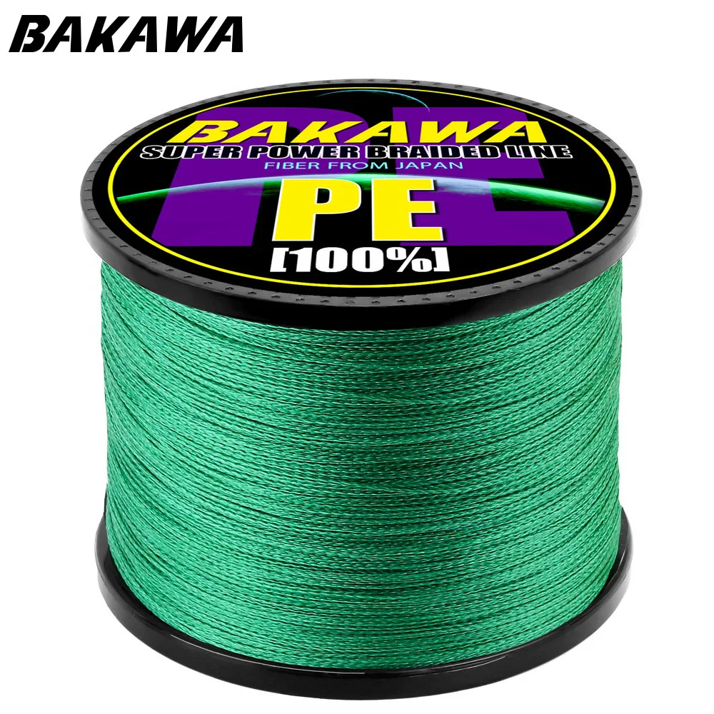 

BAKAWA 4 Braided Fishing Line 1000m 4 Strands 10-120LB PE Multifilament Braid Lines Lake River Fishing good for Saltwater