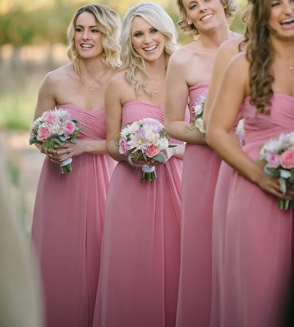 Coral Bridesmaid Dress Bush Pink Bridesmaid Dress Tube Top Soft