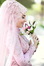 MZYW0349 full long sleeve high neck with hijab lace applique beaded vestidos de noivas long sleeve muslim wedding dress