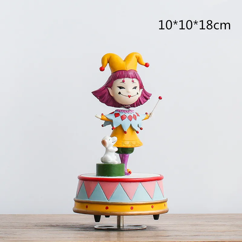 Красочный Цирк Клоун вращающийся музыкальная шкатулка статуя смолы искусство и ремесло предметы интерьера украшения свадебный подарок L3300 - Цвет: Song Spring