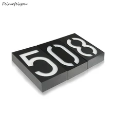 Solar Powered House Number Porch Lights Wall Mount 6 LED Bulb Lamp Illumination Doorplate Lamp with Solar Battery