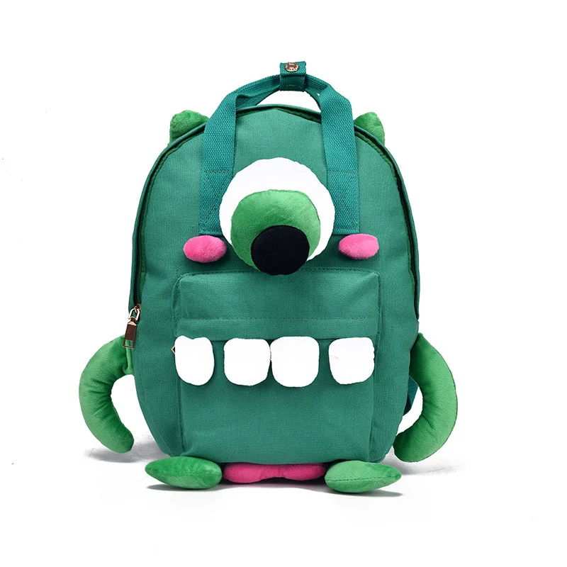 Kawaii детей/взрослых зеленый монстр мультфильм один глаз Монстры сумки на плечо для девочек Ulzzang школьный холст рюкзак - Цвет: big