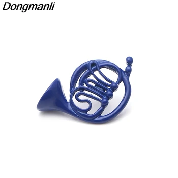 

P2547 Dongmanli 20pcs/lot wholesale HIMYM How I Met Your Mother Blue French Horn Pins Women/Men Brooches TV Series Jewelry