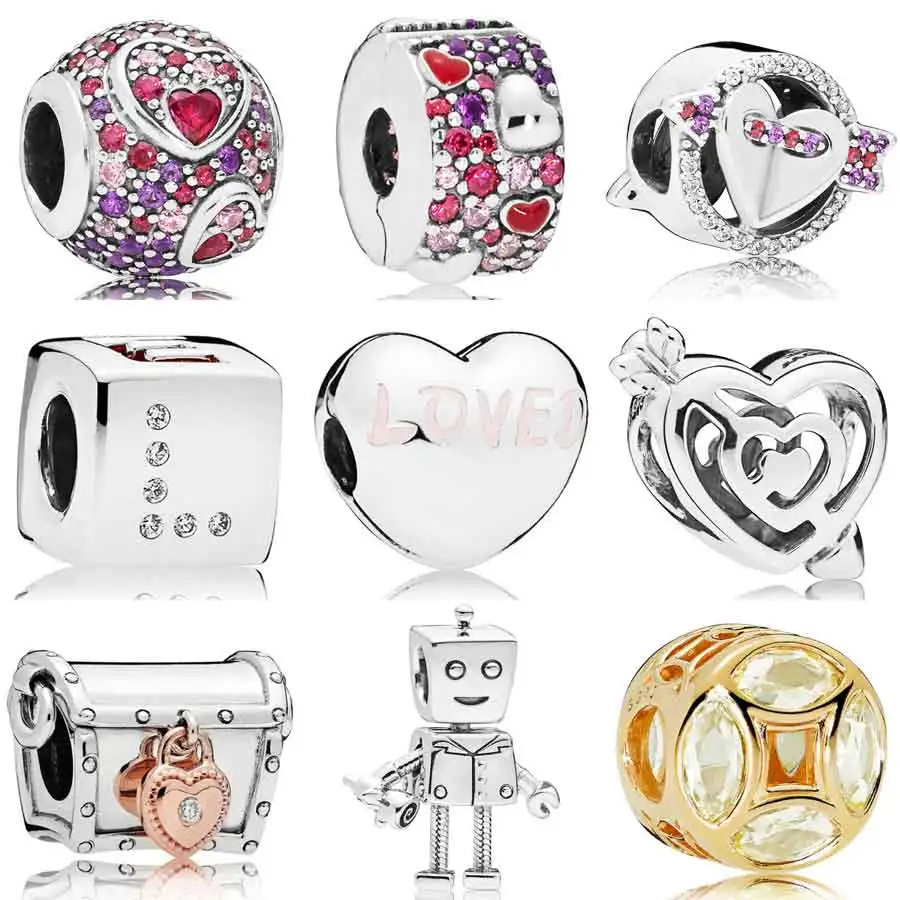 

Asymmetric Hearts Of Love Dice Arrow Pierces Loved Heart Rob Bot Charms Fit Pandora Bracelet 925 Sterling Silver Bead Jewelry