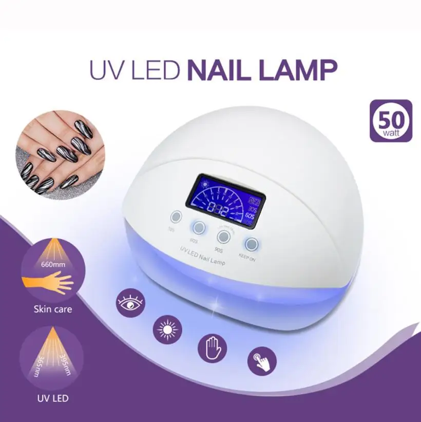 

1PC 50W LED UV Nail Lamp Nail Dryer Automatic Sensor Nail Art Gel Polish Curing Machine US Plug 3 Timer Setting 5U1218