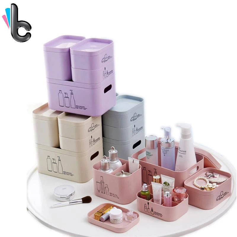 4 Pcs/set Cosmetic Storage Box Multicolor Dressing Box Desktop Stationery Case Skin Care Boxin