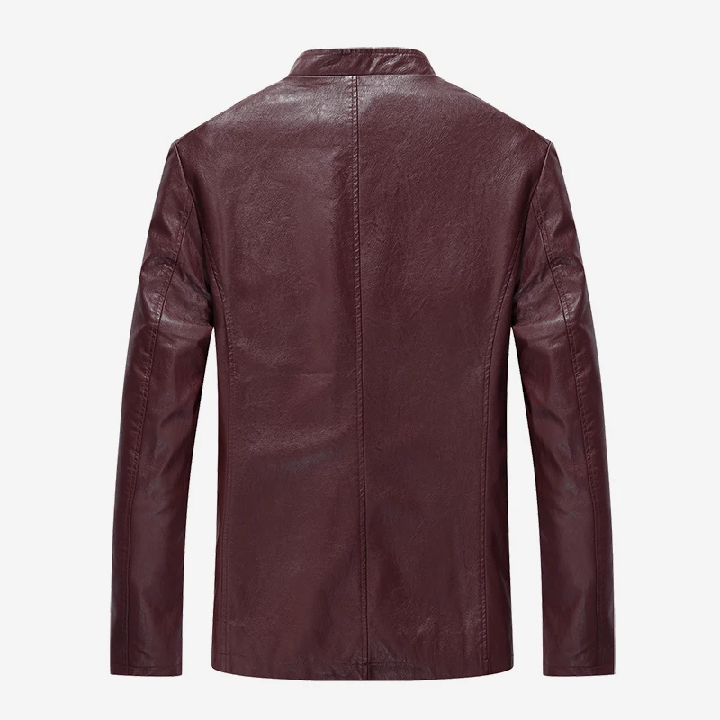  Men's leather jacket England solid color Slim leather artificial leather large size men's leather l