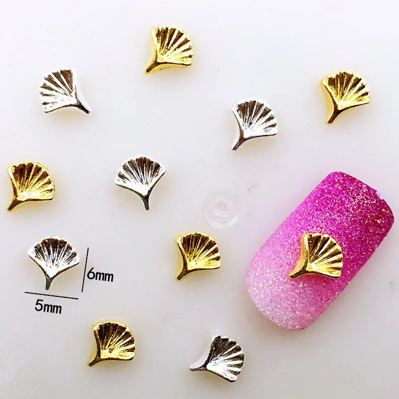 

10Pcs/Lot 5*6mm Gold Silver Maple Leaf Metal Alloy Nail Art Decorations 3D DIY Nail Stickers Deco/Charms for Manicure