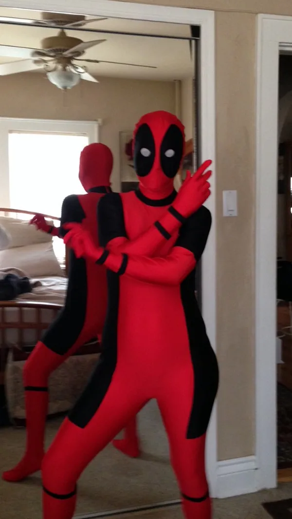 Two Style Deadpool Costume Cool Lady Deadpool Costume Red full body spandex girl/women/female Deadpool Costumes
