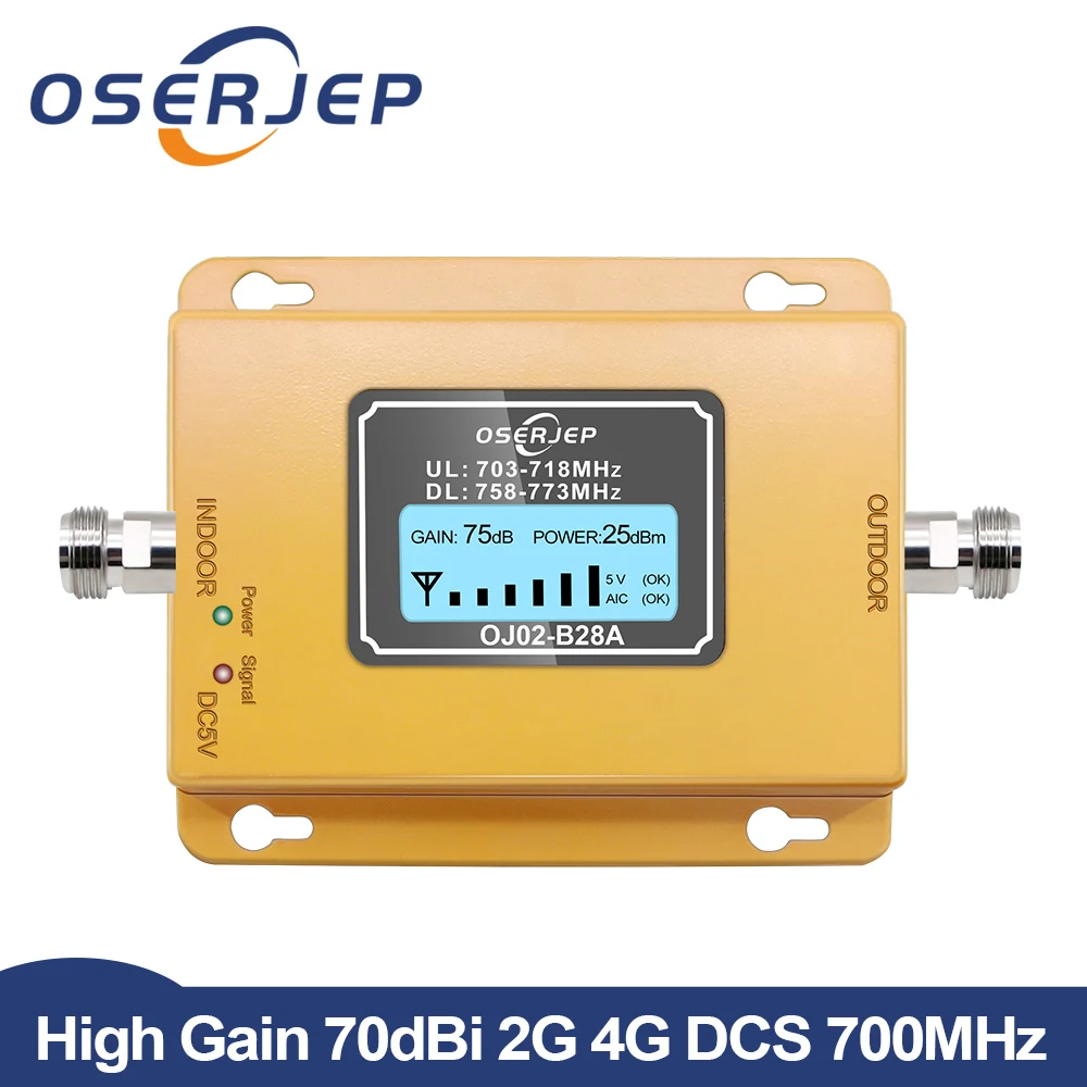 

70dB LCD LTE 700MHz B28A 4G Signal Mobile Phone Repeater not include antenna