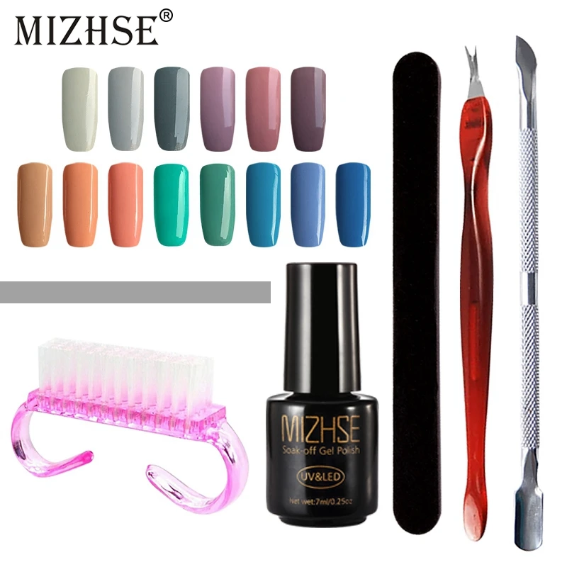 

MIZHSE UV Gel Nail Polish Set Manicure Kit Acrylic Nail Kit Kit Manucure Gel Uv Complet 7pcs Manicure Tool Without Lamp Design