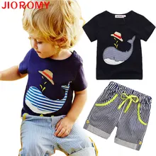 2017 Vente de Nouveaux Enfants Vêtements Garçons Baleine D’été T-shirt et Short Rayé Sport Costume Marque Enfants Garçon Bébé Enfants tenues