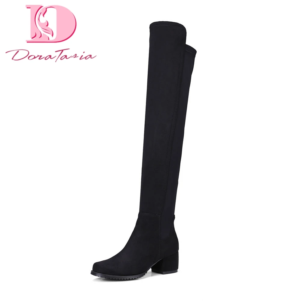 

Doratasia Large Size 34-43 Brand Design Shoes Woman Boots Autumn winter Square Heels Knee High Boots Woman Shoes women boots