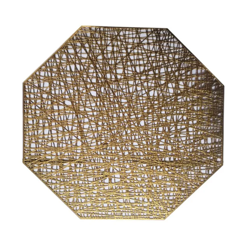 1 шт. пластиковые столовые приборы креативные столовые приборы Восьмиугольные Нескользящие Коврики для кухонного стола Жаростойкие подставки - Цвет: Golden Mat
