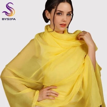 

[BYSIFA] Ladies Silk Long Scarf Summer Long Solid Color Beach Large Cape Chiffon Scarf Spring Autumn Fashion Sweet Ladies Scarf
