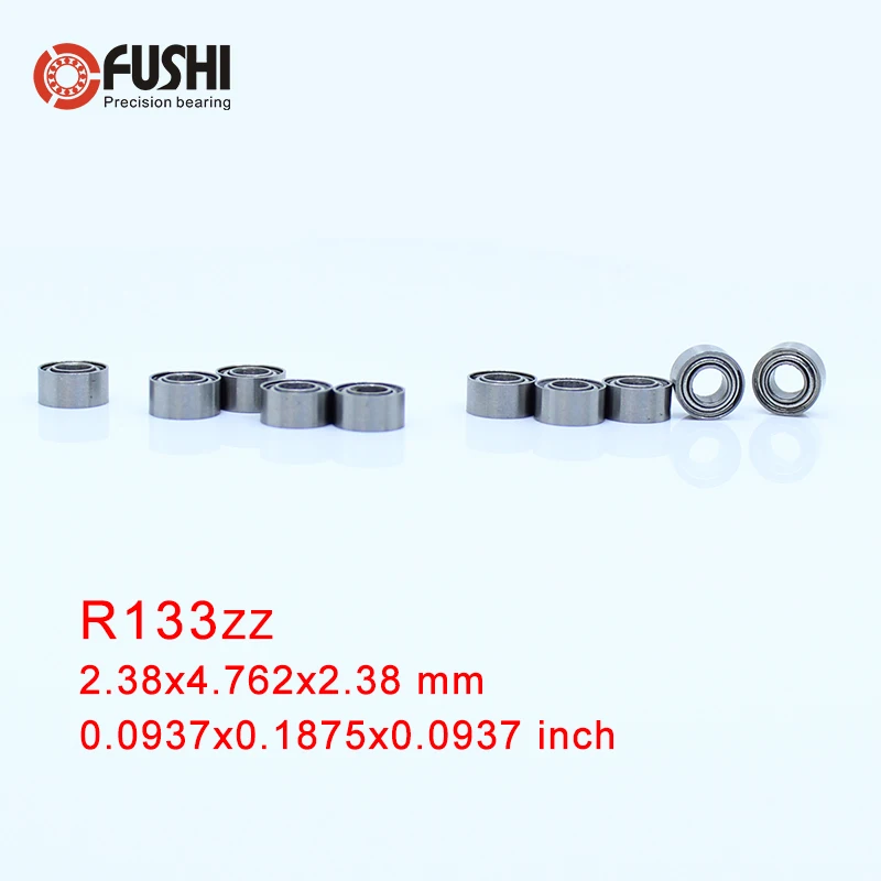 

R133zz Bearing ABEC-1 (100 PCS) 2.38*4.762*2.38 mm Deep Groove R133zz Ball Bearings 3/32"x 3/16"x 3/32" inch