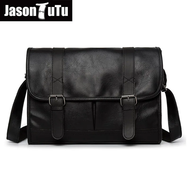 JASON TUTU Brand design man bag shoulder bag,Black PU leather men messenger bags, crossbody bags for men purse male handbag B517