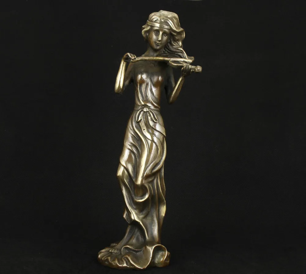 

NOBLE ASIAN CHINESE BRONZE COLLECTABLE HANDWORK CASTING VIOLIN BELLE STATUE