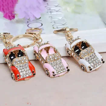 

Creative Sports Car Keychains For Women Rhinestone Crystal Keychain Keyring Holder Couples Bag Pendant Trinket Acessories D30
