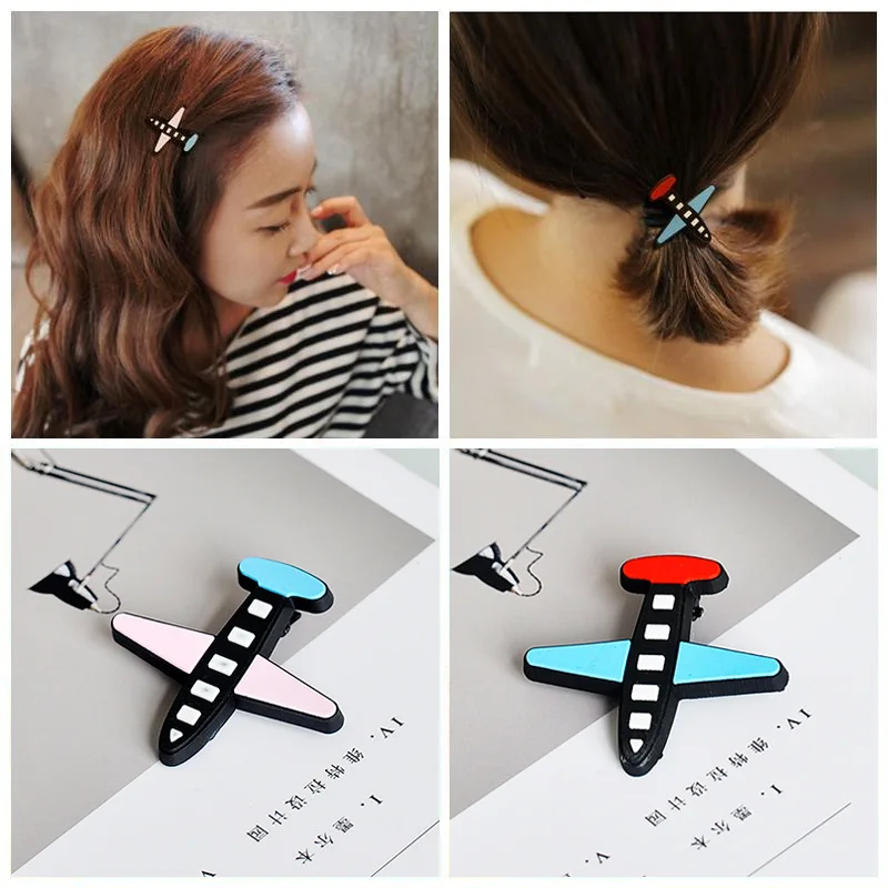 

2017 New Plane Hair Clips Japan Harajuku Style Fashion Hair Sticks Girls Women Headwear Accessories Hairpins Elastic Barrette
