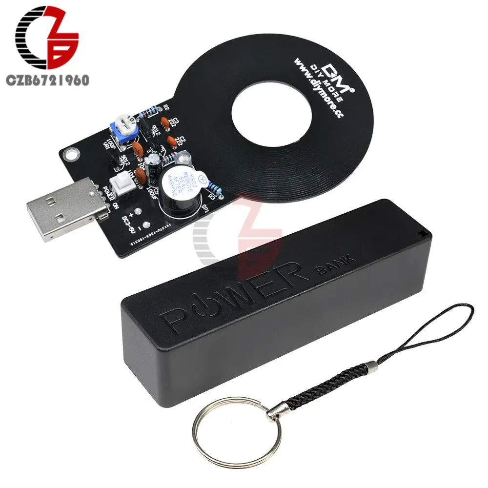 Металлический детектор+ 18650 USB внешний аккумулятор чехол DIY комплекты DC 3 V-5 V металлический тестер сенсорная плата с 18650 зарядным модулем аккумулятора - Цвет: Detector Black Box