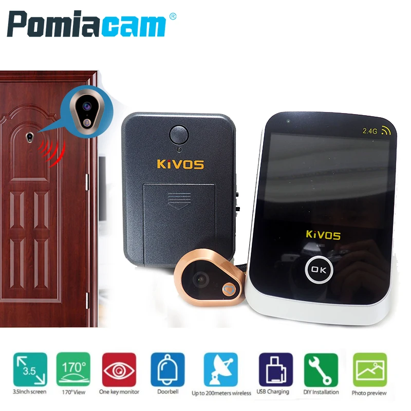 

KDB307A Doorbell Door Eye Peephole Wireless Door Viewer 2.4GHz Video Doorbell Camera Monitor for Home Apartment Doorway security