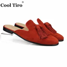 Стильные замшевые шлепанцы Tiro; мужские шлепанцы с кисточками; обувь ручной работы; повседневная обувь на плоской подошве без застежки; обувь из натуральной кожи для улицы