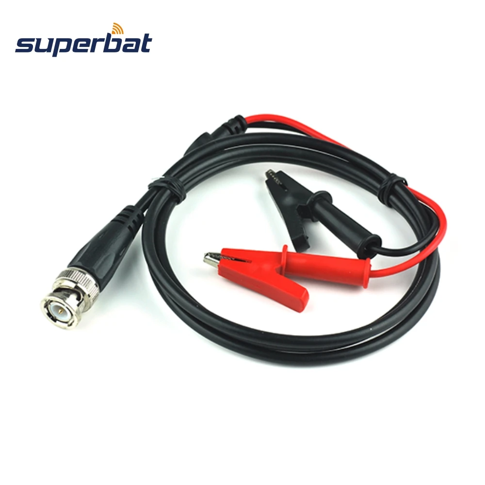 

Superbat 1 set BNC Connector to Copper Dual Alligator Clip Test Cable Probe Leads for Oscilloscope Digital Meter 90cm