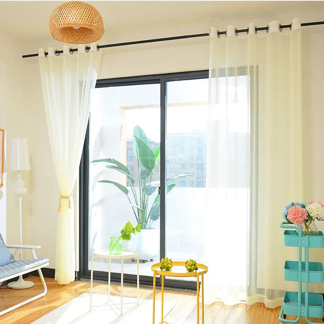 Coffee Tulle Curtains For Kitchen Door White Sheer Striped Curtains Drapes For The Living Room Window Linen Curtains WP039-30