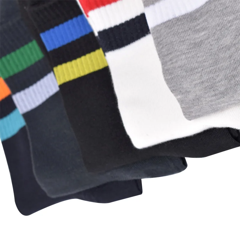 5 Pairs Men Socks Stripe solid color Cotton Breathable Male Middle Socks trend New SpringAutumn Soft 2019 Men's Clothing (6)