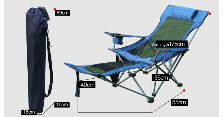 Outdoor Portable Leisure Lounge Chair Fishing Stool with Footrest Light Folding Camping Rest Chair Breathable Simple Nap Chair