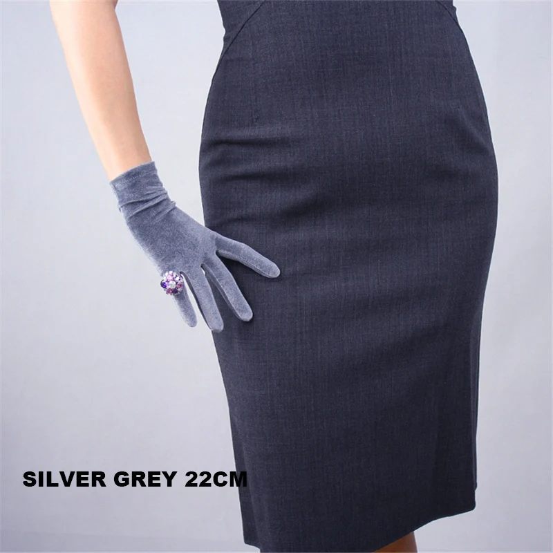 Элегантные черные бархатные перчатки длиной 60 см, эластичные женские перчатки для сенсорного экрана RHS60